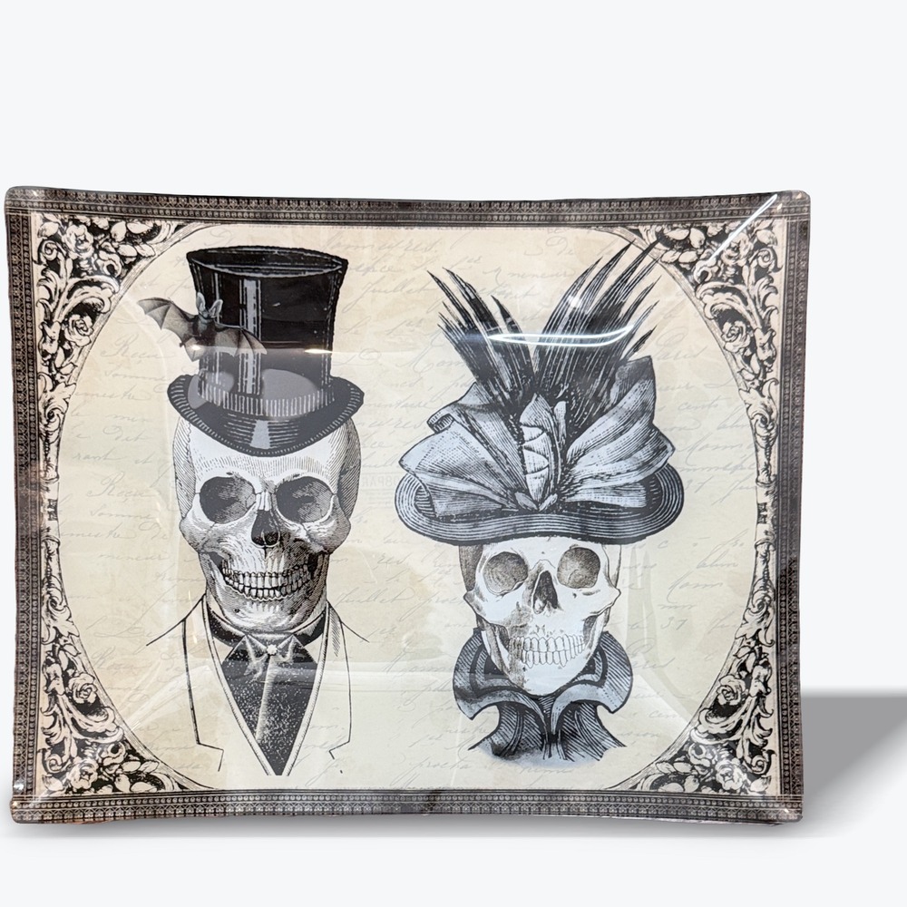 208 Park Skeleton Couple Plate Halloween Collectible Victorian Goth Day‎ of Dead